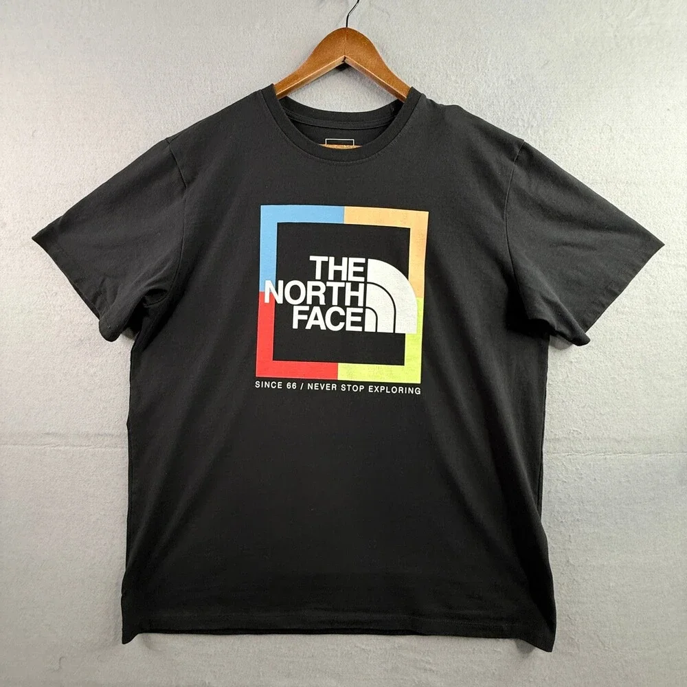 The North Face Mens XL Black Graphic T-Shirt Box Logo Recycled Materials